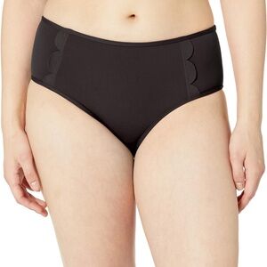 Seafolly Women's Petal Edge Mid Rise Bikini Bottom | Black Bikini Bottom | NWOT